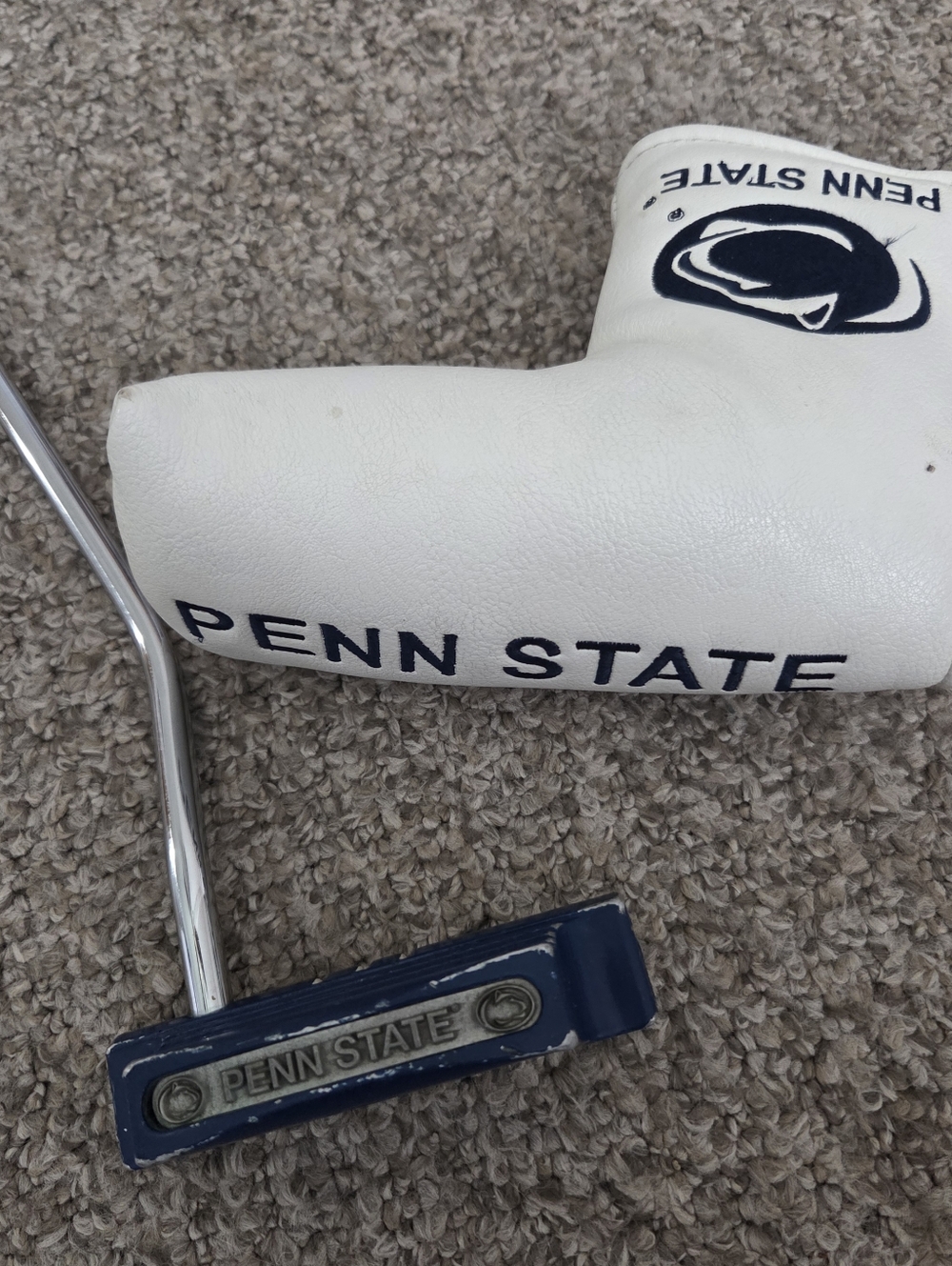 CUSTOM‎ Penn State Golf Putter And Head Cover Navy & White